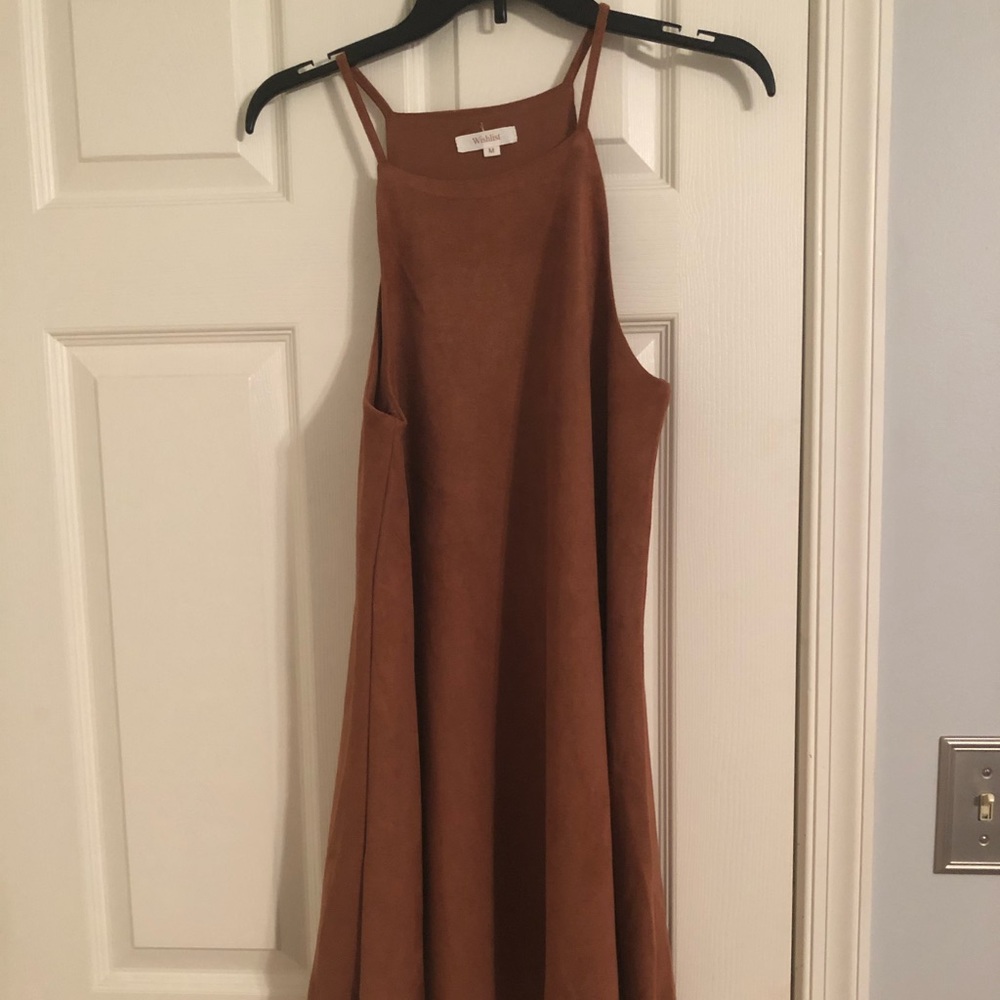 Camel, suede skater dress